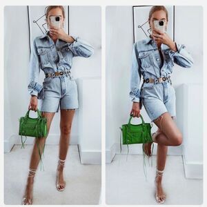 Zara Light Blue Denim overall size small NWT